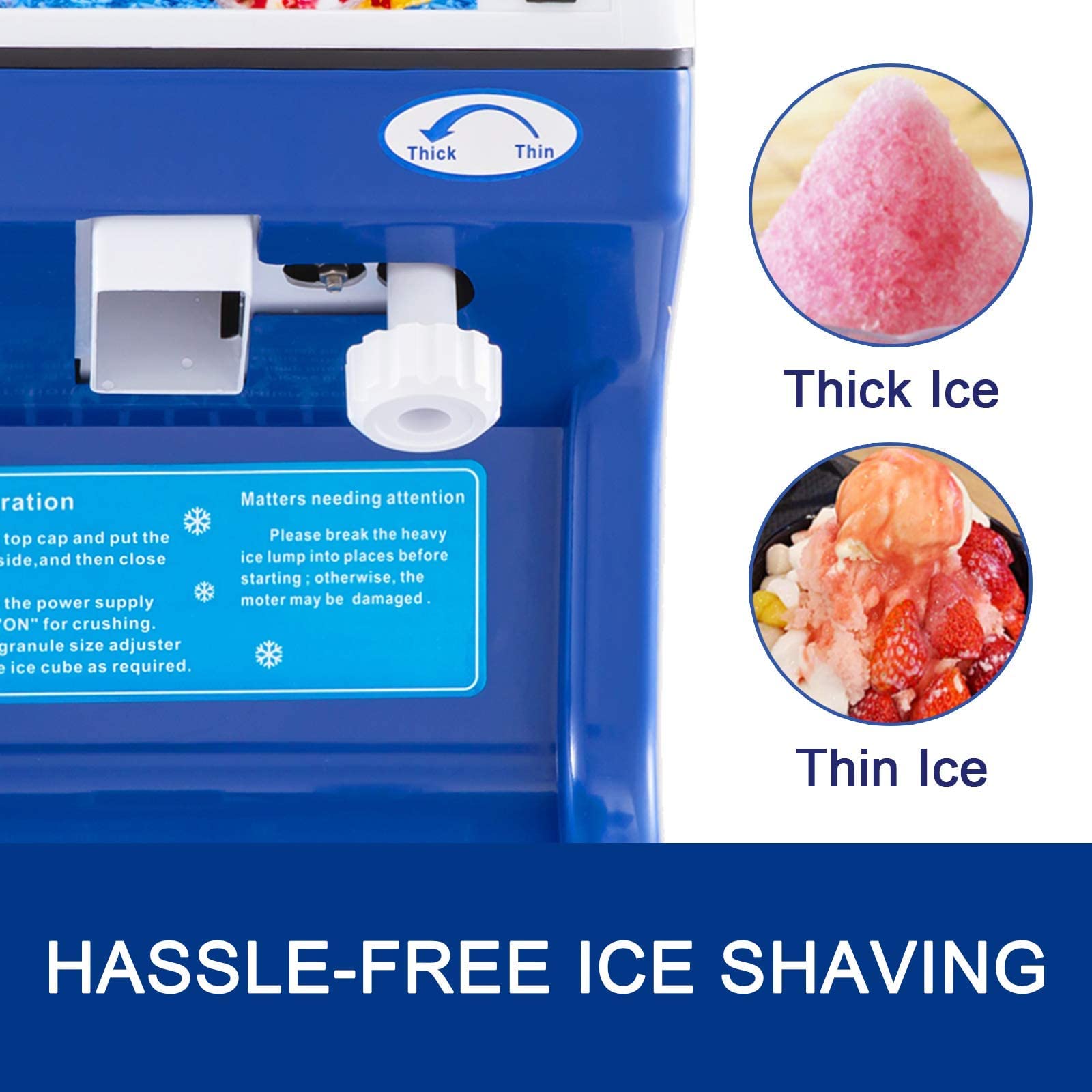 Vevor 110V Electric Shaved Ice Machine 250W Snow Cone Maker Tabletop W/Adjustable Ice Texture, Ice Shaving Machine 265Lbs/Hr For